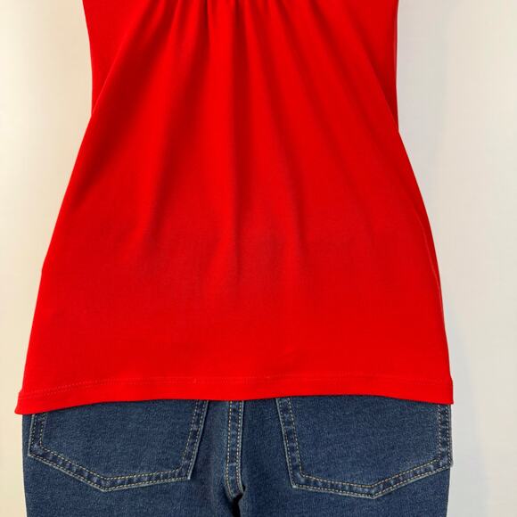 The Limited Pleated Front Chili Red Halter Top Flattering Loose Stretchy Fit - Picture 11 of 15